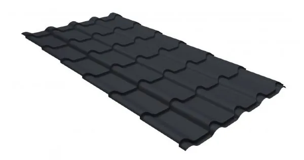 Металлочерепица камея GL 0,5 GreenCoat Pural RR 23 темно-серый (RAL 7024 мокрый асфальт) купить в Кургане