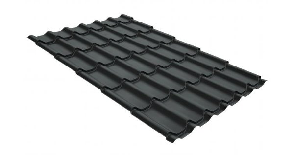 Металлочерепица классик GL 0,5 GreenCoat Pural Matt RR 23 темно-серый (RAL 7024 мокрый асфальт) купить в Кургане