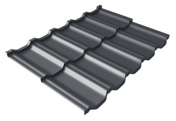Металлочерепица модульная Квинта Uno Grand Line c 3D резом 0,5 Satin Мatt RAL 7024 мокрый асфальт купить в Кургане