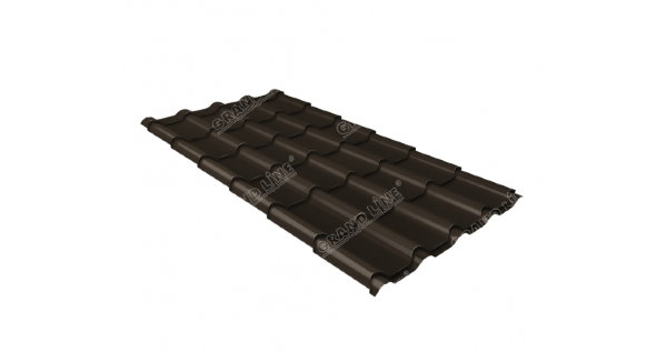 Металлочерепица камея GL 0,5 GreenCoat Pural RR 32 темно-коричневый (RAL 8019 серо-коричневый) купить в Кургане