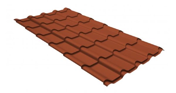Металлочерепица камея GL 0,5 GreenCoat Pural RR 750 кирпично-красный (RAL 8004 терракота) купить в Кургане
