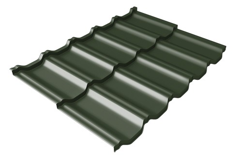 Металлочерепица модульная Квинта Uno Grand Line c 3D резом 0,5 GreenСoat Pural RR 11 темно-зеленый (RAL 6020 хромовая зелень) купить в Кургане