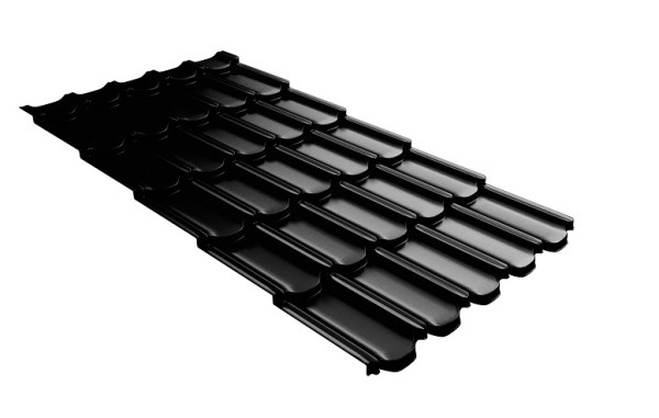 Металлочерепица квинта плюс с 3D резом 0,5 GreenСoat Pural Matt RR 33 черный (RAL 9005 черный) купить в Кургане