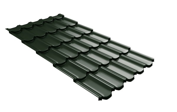 Металлочерепица квинта плюс с 3D резом 0,5 GreenСoat Pural RR 11 темно-зеленый (RAL 6020 хромовая зелень) купить в Кургане