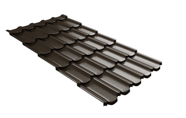 Металлочерепица квинта плюс с 3D резом 0,5 GreenСoat Pural RR 32 темно-коричневый (RAL 8019 серо-коричневый) купить в Кургане