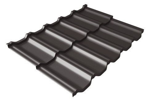Металлочерепица модульная Квинта Uno Grand Line c 3D резом 0,5 Satin Мatt RR 32 темно-коричневый купить в Кургане
