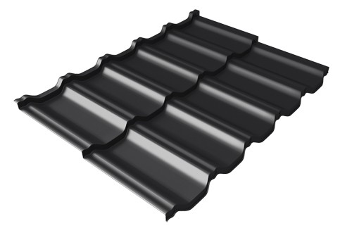 Металлочерепица модульная Квинта Uno Grand Line c 3D резом 0,5 Satin Мatt RAL 9005 черный купить в Кургане