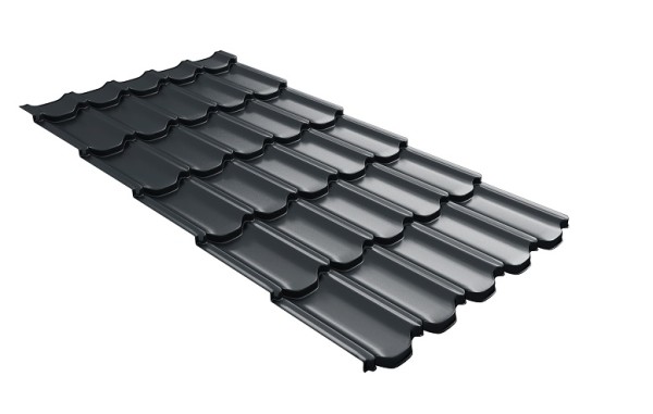 Металлочерепица квинта плюс с 3D резом 0,5 Satin RAL 7016 антрацитово-серый купить в Кургане