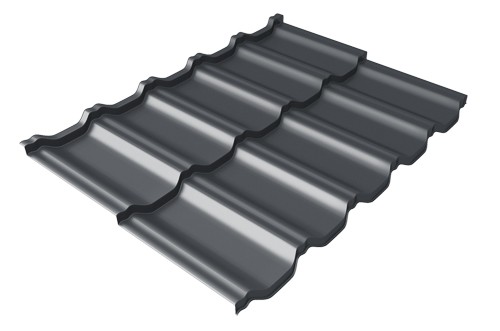 Металлочерепица модульная Квинта Uno Grand Line c 3D резом 0,45 Drap RAL 7024 мокрый асфальт купить в Кургане