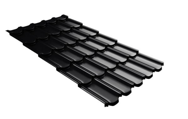 Металлочерепица квинта плюс с 3D резом 0,5 Satin Мatt RAL 9005 черный купить в Кургане